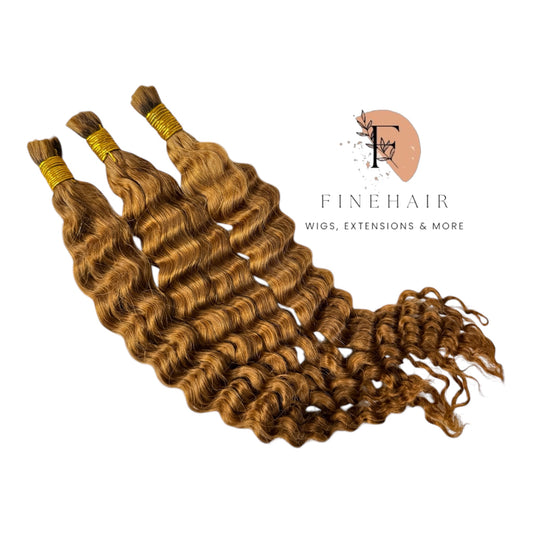 24" Double Drawn | Honey Blonde Deep Wave Bulk  %100 Human Hair - 100grams per bundle