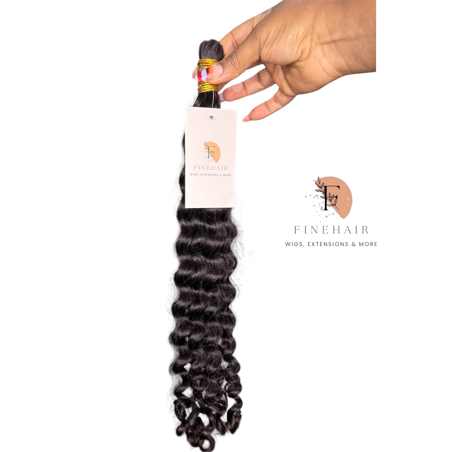 18" Double Drawn | Black Deep Wave Bulk  %100 Human Hair - 100grams per bundle