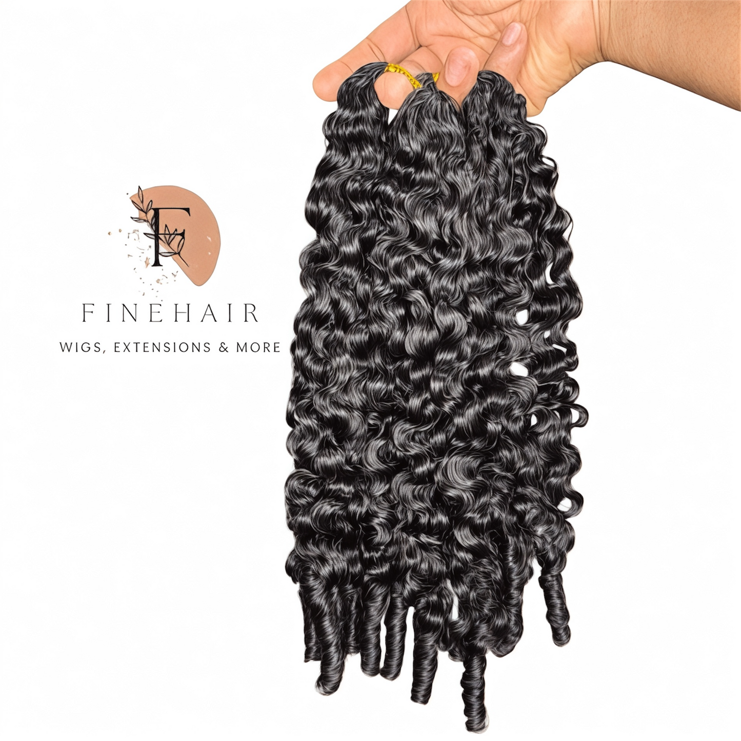 18" Miracle Knots Crochet Burmese Curly  %100 Human Hair (Black) - 60grams per bundle - 50 Strands