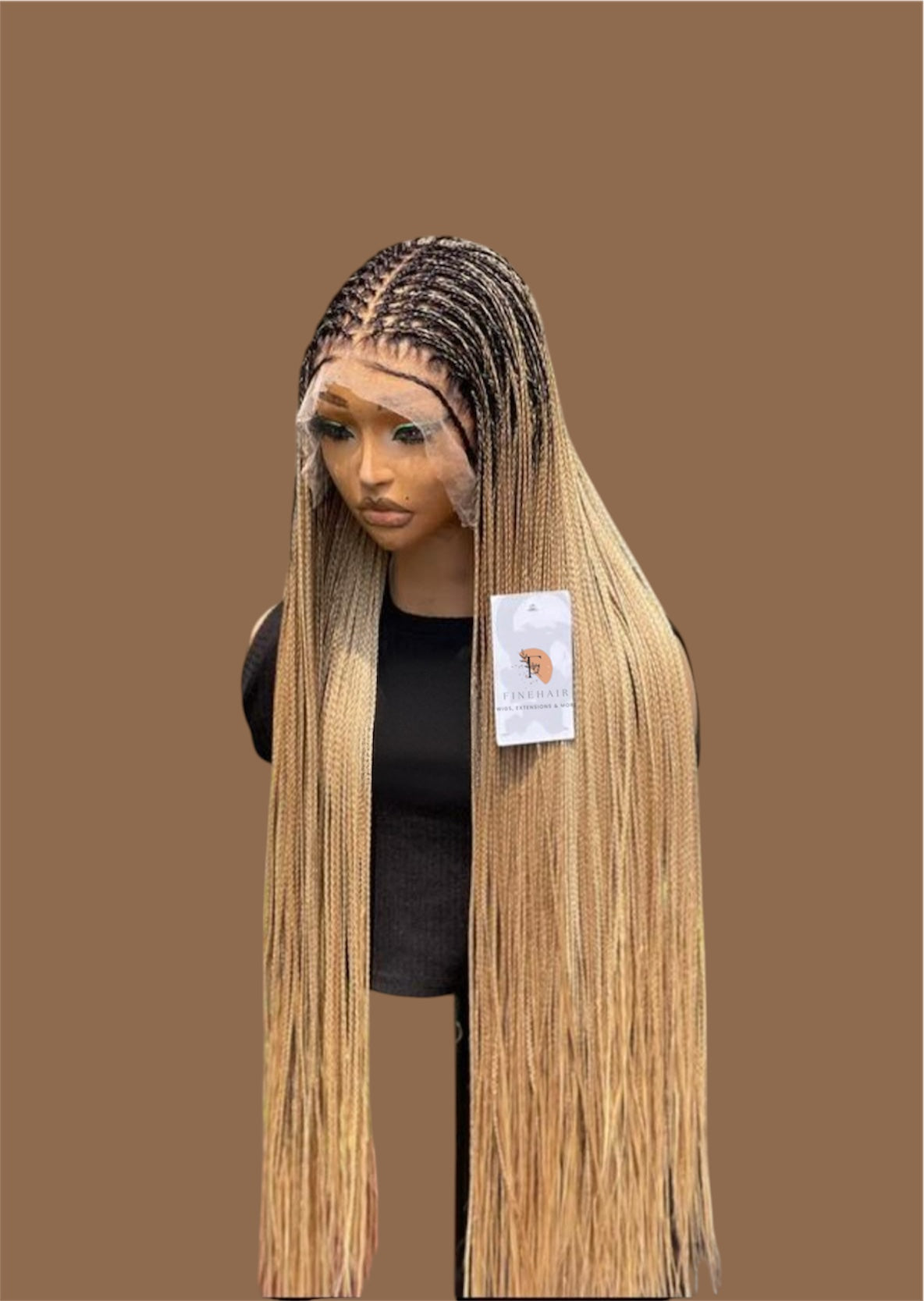 Blondemix bonestraight Knotless Braided Wig | 13 x 6 HD lace frontal