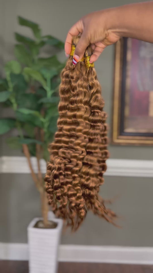 24" Double Drawn | Honey Blonde Deep Wave Bulk  %100 Human Hair - 100grams per bundle
